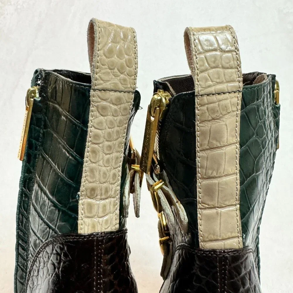 Luciano Padovan Womens Boots High Heel Shoes Red & Green Crocodile Italy Size 36 - Picture 14 of 16